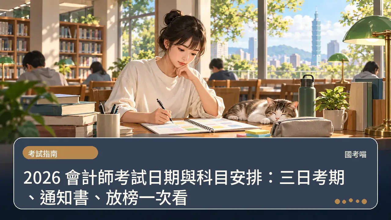 2026 會計師考試日期與科目安排:三日考期、通知書、放榜一次看主題插畫
