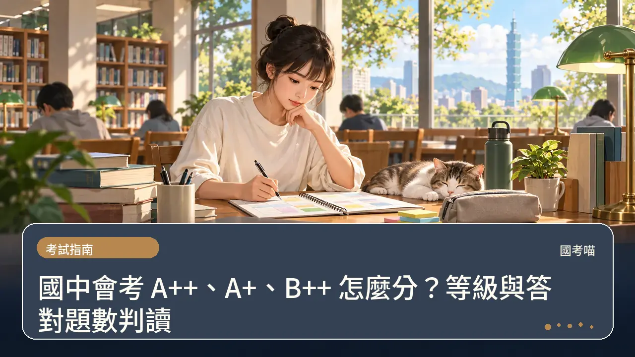 國中會考 A++、A+、B++ 怎麼分？等級與答對題數判讀主題插畫