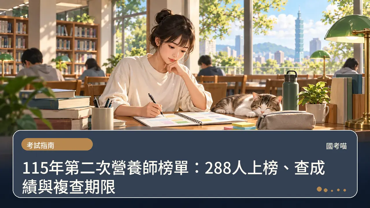 115年第二次營養師榜單:288人上榜、查成績與複查期限主題插畫