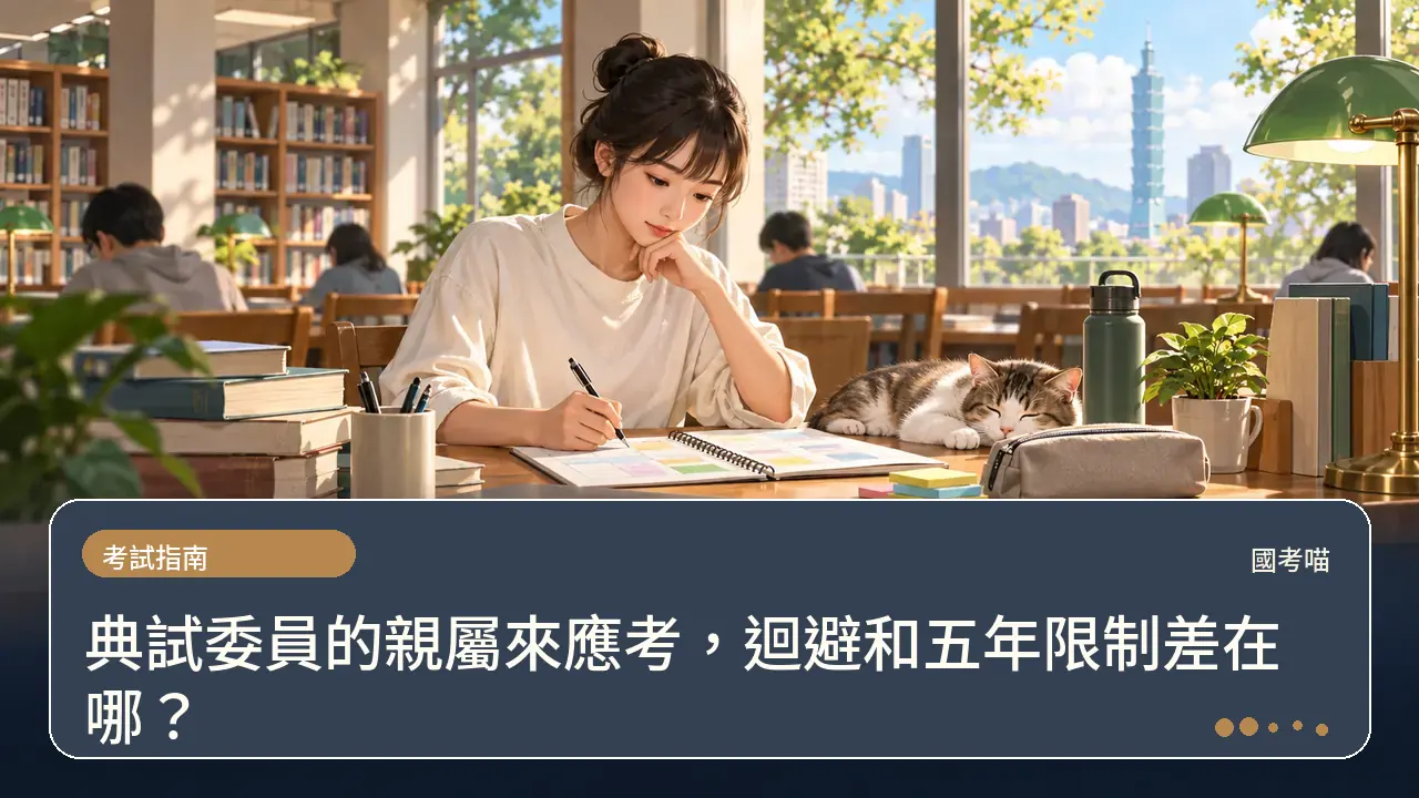 典試委員的親屬來應考，迴避和五年限制差在哪？主題插畫