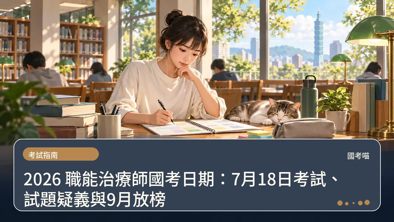 2026 職能治療師國考日期：7月18日考試、試題疑義與9月放榜主題插畫