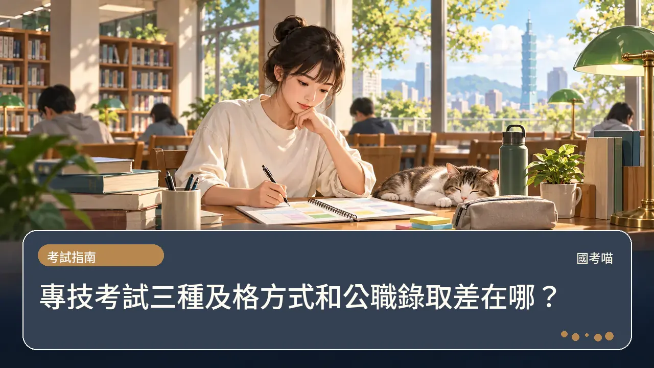 專技考試三種及格方式和公職錄取差在哪？主題插畫